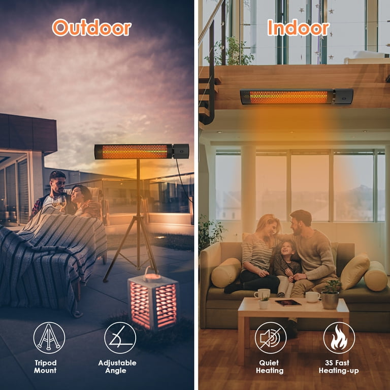 Outdoor Heaters for Patio, Nertpow Infrared Electric Patio Heater for  Indoor/Outdoor Use with Tripodu0026Remote Control, 1500W Space Heater IPX5,  Wall-Mounted For Garage Backyard - Walmart.com