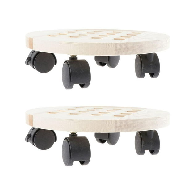 2pcs Base de Maceta con Carrito Rodante para Planta , Soporte de Planta con Ruedas , Adorno de Maceta Cola Bandeja de base de madera móvil