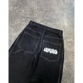 thumbnail image 2 of Pantalones vaqueros unisex de cintura alta lavados con estampado de bolsillos estilo retro, rectos, holgados, negros, estéticos de calle, Y2K, estilo Harajuku y hip hop, 2 of 5