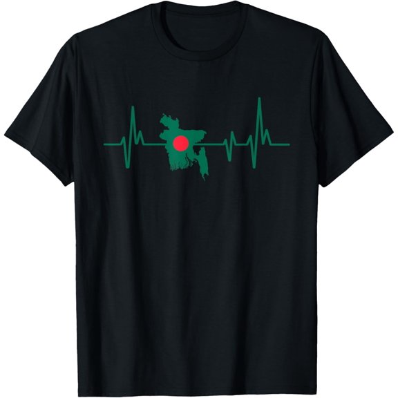 Heartbeat Design Bangladeshi Flag Bangladesh T-Shirt