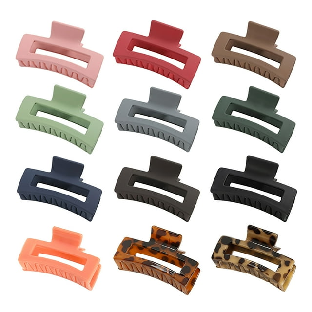 Pinces à Cheveux en Plastique 12 Pcs Pinces Carrées Barrettes Attrape-Cheveux pour Femmes