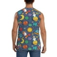 thumbnail image 4 of Lsque Cartoon Space Print Men's Cotton Blend Sleeveless Muscle Shirts (S-3XL)- Moisture Wicking, Odor Protection, UPF 30+,Large, 4 of 8