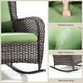 thumbnail image 6 of MeetLeisure 3-Piece Patio Wicker Outdoor Rocking Chair Set with Green Cushions, 6 of 11