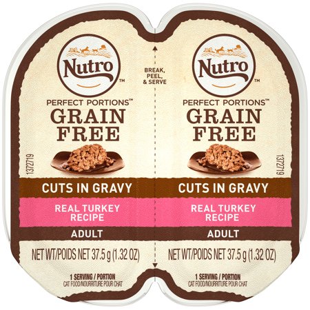 NUTRO PERFECT PORTIONS Cuts in Gravy Real Turkey Wet Cat Food Tray 2.65 Ounces