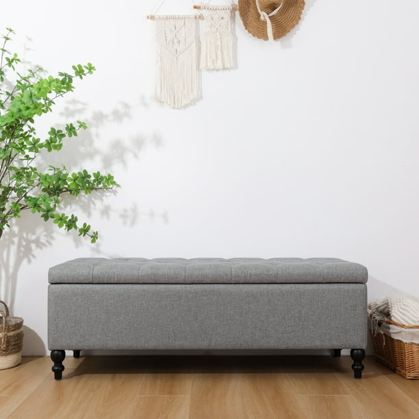 GERICCO 50.2 Inches Ottoman with Storage,Storage Ottoman Bench with ButtonTufted, Bedroom Bench