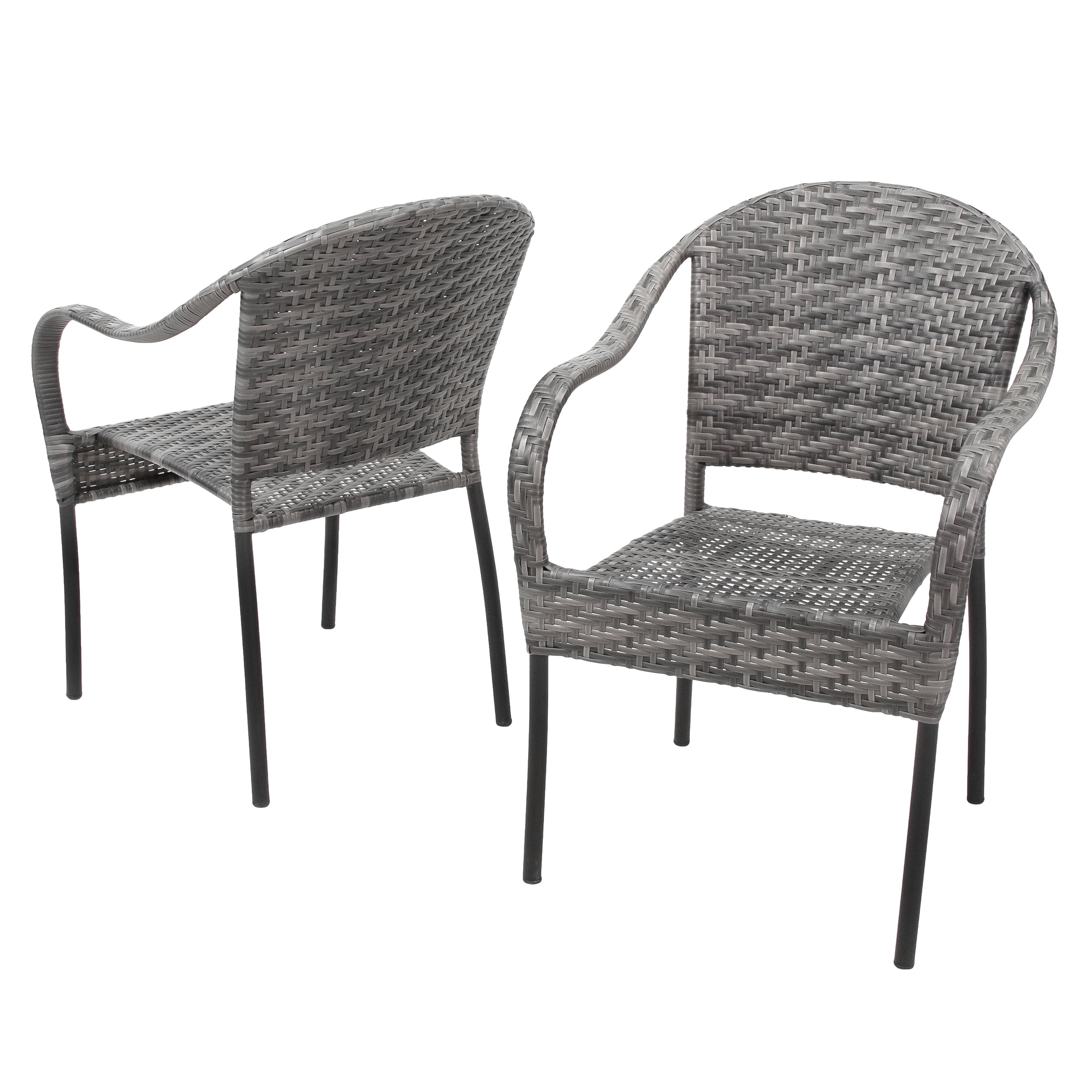 Dawn Grey Outdoor Stackable Wicker Chair (Set of 2 ...