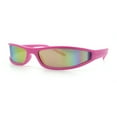 thumbnail image 5 of Retro Slit Thin Narrow Rectangle Curved Wrap Sport Plastic Sunglasses Pink - Pink Mirror, 5 of 7