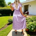 thumbnail image 6 of Jinhong Summer Polka Dots Dresses for Women Satin Short Sleeve Slip Midi Dress Elegant Fashion Zipper Fitted Pullover Dresses Purple,S, 6 of 6
