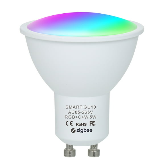 Generic 5W ZigBee Smart Bulb Dual Mode White & RGB 16 Million Colors GU10 Smart Lamp APP Remote Control Voice Control Timing Function Multicolored LED Light Intelligent Wireless Bulb AC85-265V