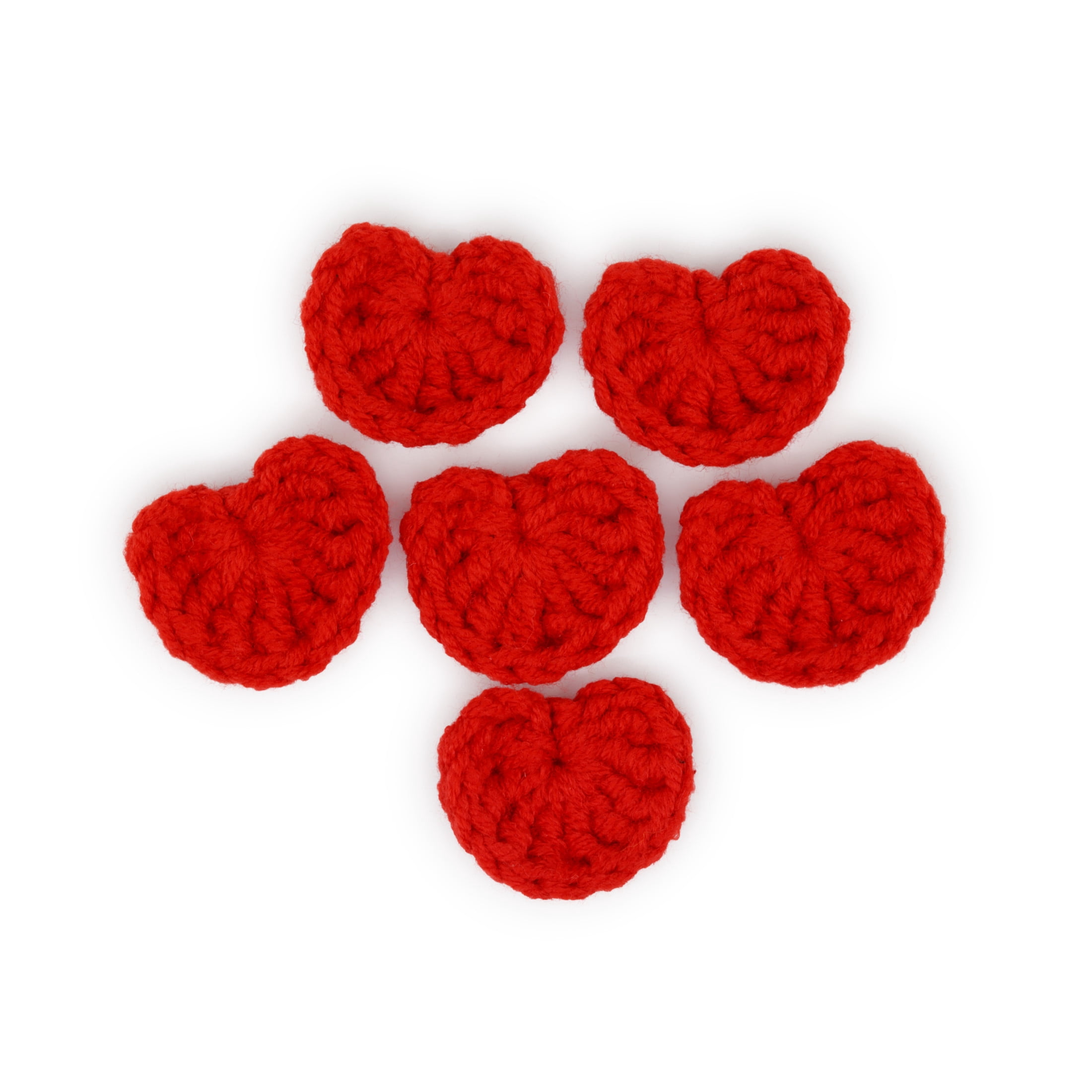 Hello Hobby Accessory Crochet Hearts, Red, 6 piece