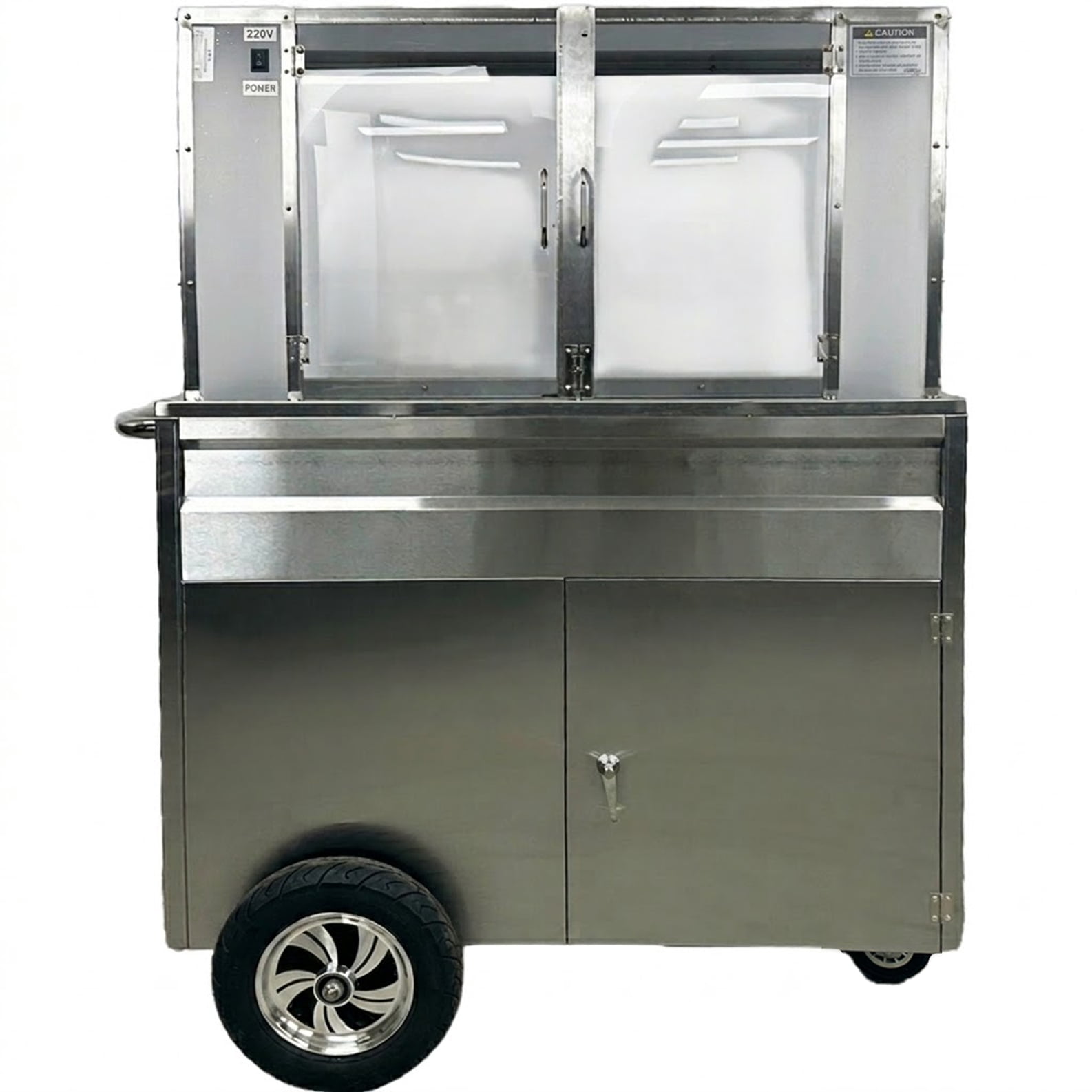 44" Commercial Street Vendor Fruit Cart Carro De Fruta Concession Stand with Ice Bin Storage Stainless Steel Display