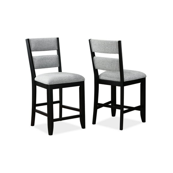 Black And Gray Counter Height Dining Chairs With Back Upholstered Seat For Elegant Contemporary In