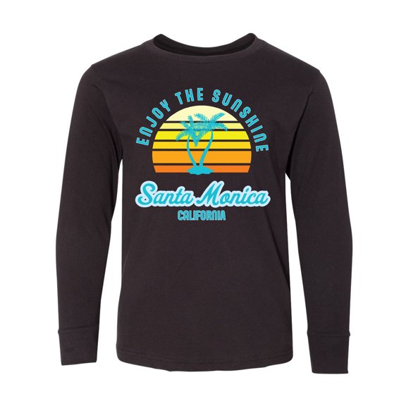 Inktastic Summer Enjoy the Sunshine Santa Monica California in Blue Long Sleeve Youth T-Shirt