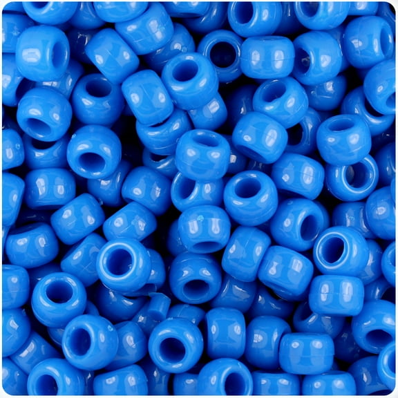 BeadTin True Blue Neon Bright 9mm Barrel Pony Beads (500pc)