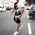 thumbnail image 1 of Men's Suit Category - All-Over Print Short Sleeve Tee and Quarter Pants Two-Piece Set for Men, 1 of 4