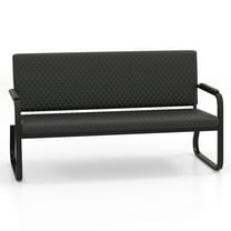 Artist Hand Waiting Chair 56’’ Office Guest Chair Reception Seating with Padded Cushion, Durable Metal Frame (Black)