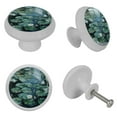 thumbnail image 4 of PhooArto White Water Lily Painting 4 PCS Crystal Glass Cabinet Knobs, Drawer Kitchen Cabinets Dresser Cupboard Wardrobe Pulls Handle - Glowing in the Dark, 4 of 7
