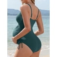 thumbnail image 4 of Sociala Twisted V Neck Ribbed Maternity Swimsuit Tie Side One Piece Pregnancy Bathing Suits, 4 of 7