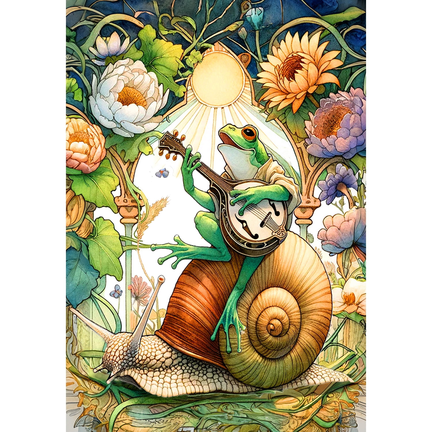 America Forever Funny Frog House Flag, 28x40 inch Double Sided, Snail Flower Seasonal Home Decor Animal Welcome Spring Summer Yard Flags for Outdoor Patio Lawn Party Decorations