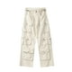 thumbnail image 3 of Gibobby pantalones afelpados para mujer Pantalones cargo holgados para mujer, ropa con múltiples bolsillos, pantalones vaqueros de ajuste relajado, ropa de , ropa de calle alternativa (Beige, XL), 3 of 4