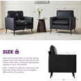 thumbnail image 5 of LAZZO Faux Leather Accent Chair, Mid-Century Modern Upholstered Armchair with Curved Armrests for Living Room and Office, Black, 5 of 10