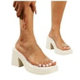 thumbnail image 3 of Bmisegm Thick Soled Thick Heeled Casual Large Size Sandals and Sandals for Women Sandals Women Summer White 7, 3 of 8