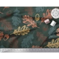 thumbnail image 2 of Soimoi Green Heavy Satin Fabric Oaknut & Oak Leaves Printed Fabric 1 Yard 54 Inch Wide, 2 of 3