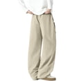 thumbnail image 5 of Men's Y2K Baggy Parachute Pants Track Pants, Quick Dry Open Bottom Wide Leg Jogger Trousers with Big Pockets Elastic Drawstring Waist for Gym Hiking Daily Casual Wear, 5 of 7