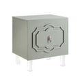 thumbnail image 3 of Sven Light Grey Side Table - Greek Key Lacquer-Finish Chrome, Lucite Leg,, 3 of 9