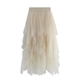 thumbnail image 6 of Caitzr Sexy Mesh Black Tulle Skirt for Women Girls Irregular Elastic Tulle Bubble Skirt Tiered Layered Tulle Tutu A-line Midi Skirt, 6 of 7