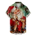 thumbnail image 2 of BLTIBY Christmas Shirt for Men Lapel Button Down Short Sleeve Hawaiian Shirts Xmas Santa Printed Casual Holiday Beach Shirts Tops Red XL, 2 of 5