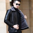 thumbnail image 4 of Chaqueta de cuero genuina YXL-225 para hombre, todo en uno, informal, engrosada, con forro polar y piel de oveja, talla de invierno, 4 of 5