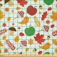 thumbnail image 2 of Ambesonne Animal Theme Fabric by the Yard Microfiber, Fall Leaves Flowers, 1 Yard, White Dark Pink and Marigold, 2 of 2