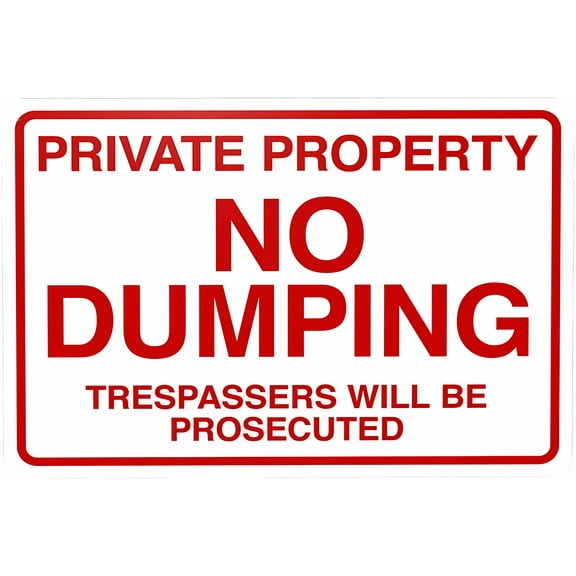 Private Property No Dumping Trespassers Will Be Prosecuted Warning Sign - 8"x12" Metal Security Decor, for Business Office Road Home Yard Garden
