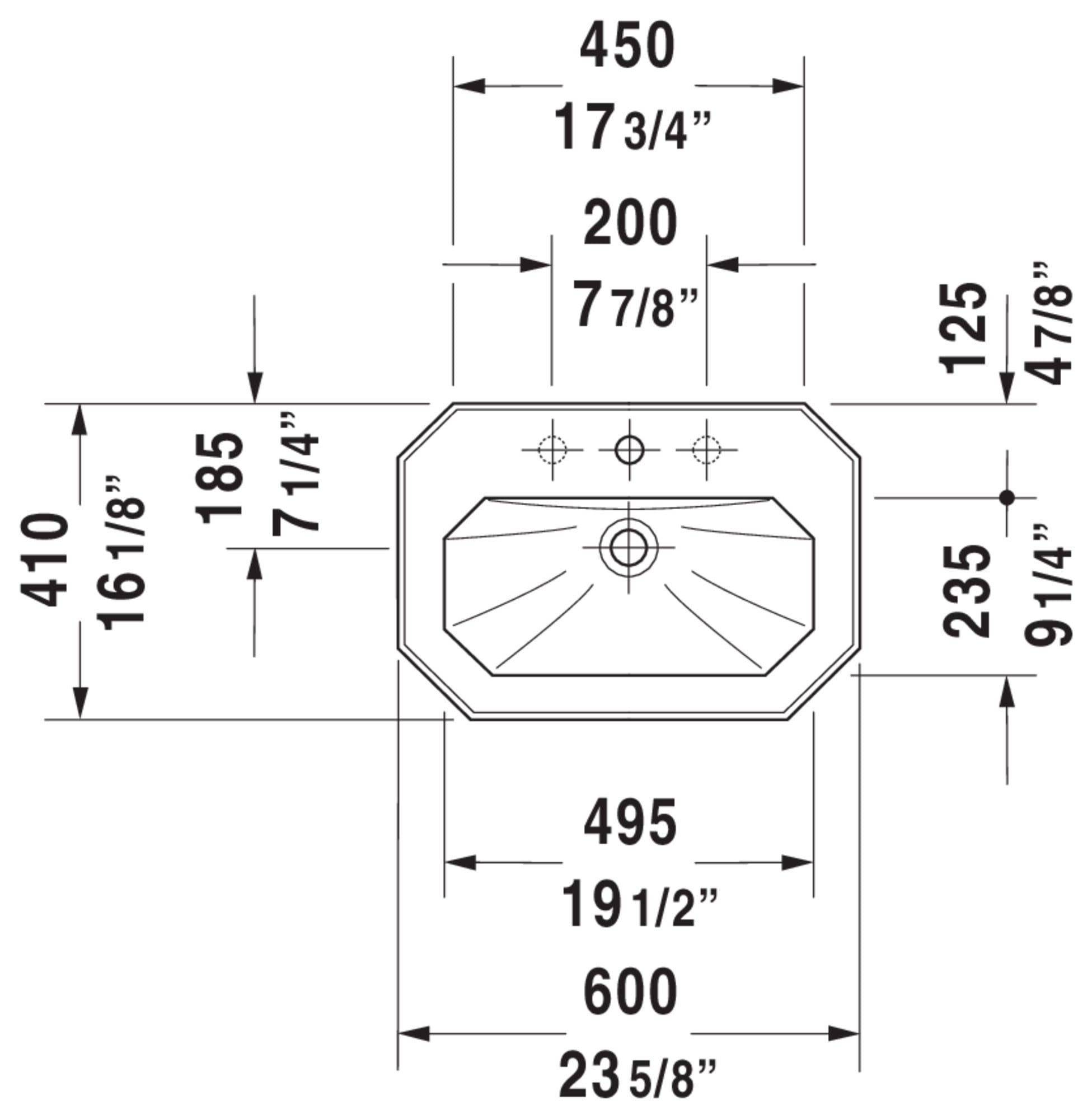 Duravit 0438600087 600 x 410 mm 1930 Series Bathroom Sink - White