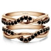 TwoBirch Criss Cross Infinity Ring Guard Enhancer In Sterling Silver With Black Diamonds (0.57ctw)