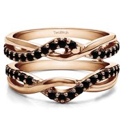 TwoBirch Criss Cross Infinity Ring Guard Enhancer In Sterling Silver With Black Diamonds (0.57ctw)