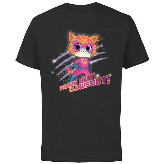 Disney Junior SuperKitties Ginny Paws Out, Claws Out! - Short Sleeve Cotton T-Shirt for Adults - Customized-Black
