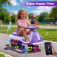 thumbnail image 4 of Track Seven 12V Electric Wiggle Car with Pedal, 2 in 1 Swing Car, Bluetooth, LED Lights, Flashing PU Wheels, Max Speed 5 Mph, Anti-Rollover, 12V Ride on Toy Car for Kids Toddlers Aged 3+, Purple, 4 of 8