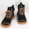 thumbnail image 5 of WAVSUF Girls Combat Boots Faux Leather Soft Sole Wide Width Fall Winter Chunky Boots Brown 10.5 Little Kid, 5 of 10
