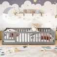 thumbnail image 3 of Jopath Full Size Floor Bed Frame,Montessori Bed with Guardrails and Door,with Slatted Base,for Kids,Boys,Girls,Gray, 3 of 9