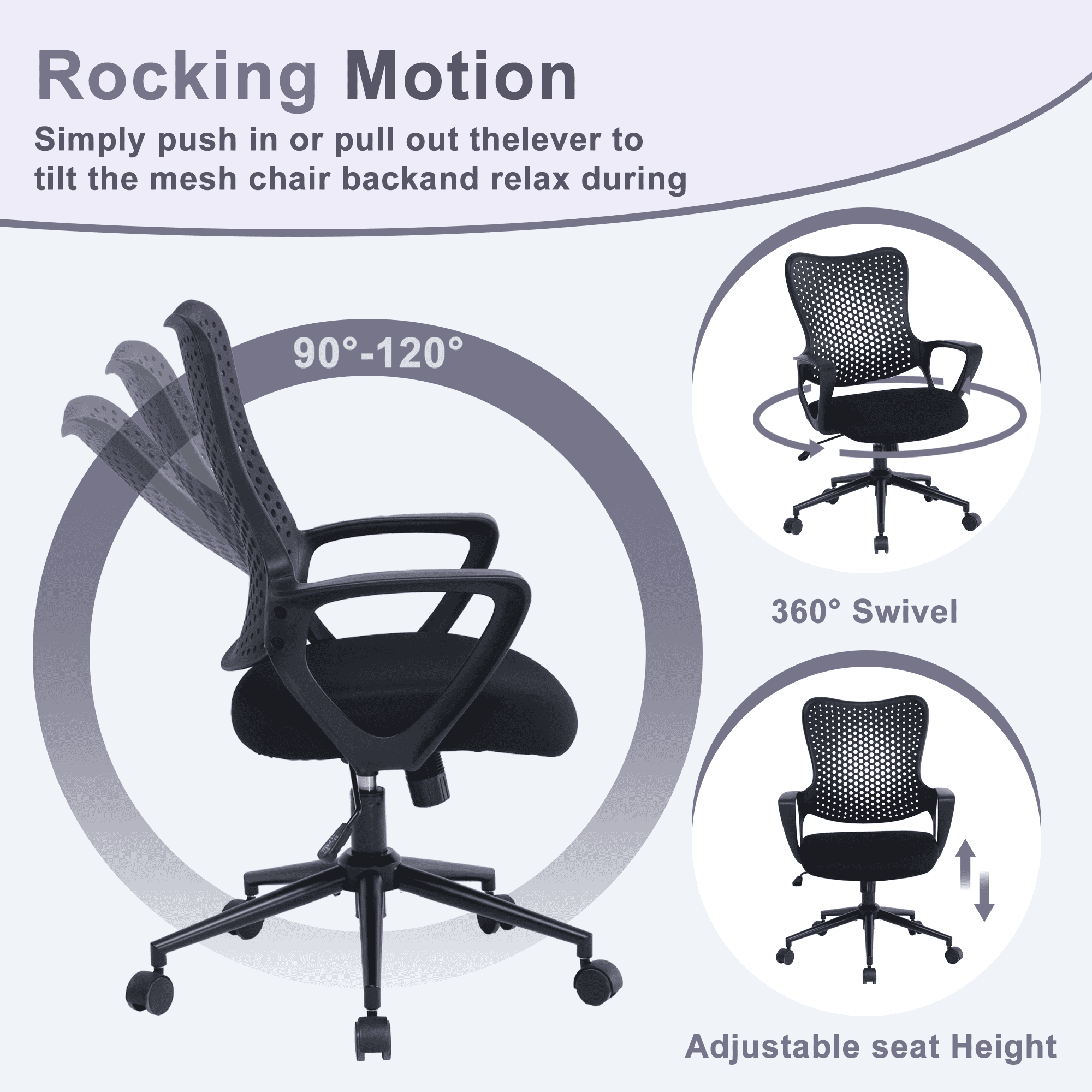 ENYLAY Ergonomic Office Chair, Breathable Mesh Computer Desk Chair with Armrests & Rolling Swivel, Butterfly Back Design Task Chair for Home Office, Adults Teens (Black)