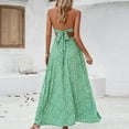 thumbnail image 7 of Wycnly Summer Dresses for Women Womens Dresses Elastic Waist Slit Hem Beach Bohemian Spaghetti Strap Maxi Dress Womens Elegant Floral V-Neck Sleeveless Long Sun Dress, 7 of 7