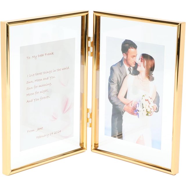 Gold Floating Frame &#;x Vertical Set For Picture x x x Tabletop Shelf Photo Frame Classy For Wedding Birthday Anniversary Home or Office Decor