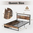 thumbnail image 3 of Costway Queen Industrial Platform Bed Frame with Drawer Storage Headboard Charging Station, 3 of 9