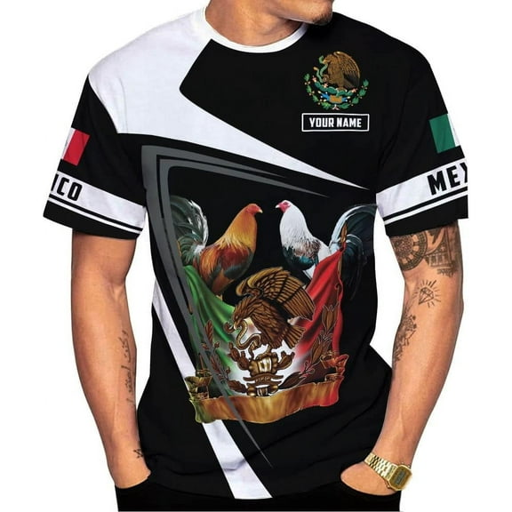 Personalized Name Mexican Shirts for Men 3D, Customized Mexico Shirts for Men, Mexico Shirts for Women Mexico Shirt (S)