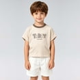 thumbnail image 2 of FYEGRE T-Shirt Décontracté à Col Rond à Manches Courtes pour Garçons, Confortable pour le Quotidien, Haut pour Jeunes Enfants, Beige, 6-12 Mois, 2 of 8