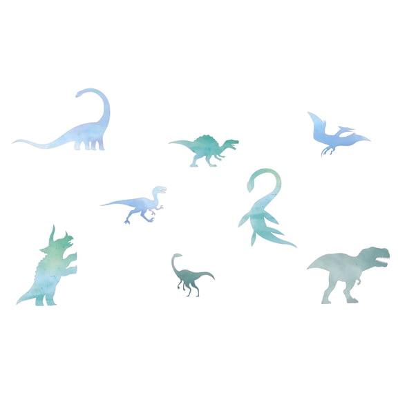 Home Living Room Jurassic Themed Decoration Large Dinosaur Animals Design Vinyl Wall Decal - 18" x 30" Multicolored Mesozoic Creatures Watercolor Art Adhesive Kids Nursery Bedroom Wall DÃ©cor Sticker
