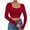 Watermelon Red-01, variant on STETMN Women's Ribbed Crop Top Square Neck Tight Fall Long Sleeve Blouse Sexy Date Shirts