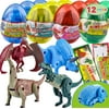 12 Pack Valentines Day Card with Transforming Dinosaur Toys in Egg for Valentine Party Favor, Classroom Exchange Prize, Valentine’s Greeting Cards, Transforming Dinosaurs, Hatching Dinosaur Eggs